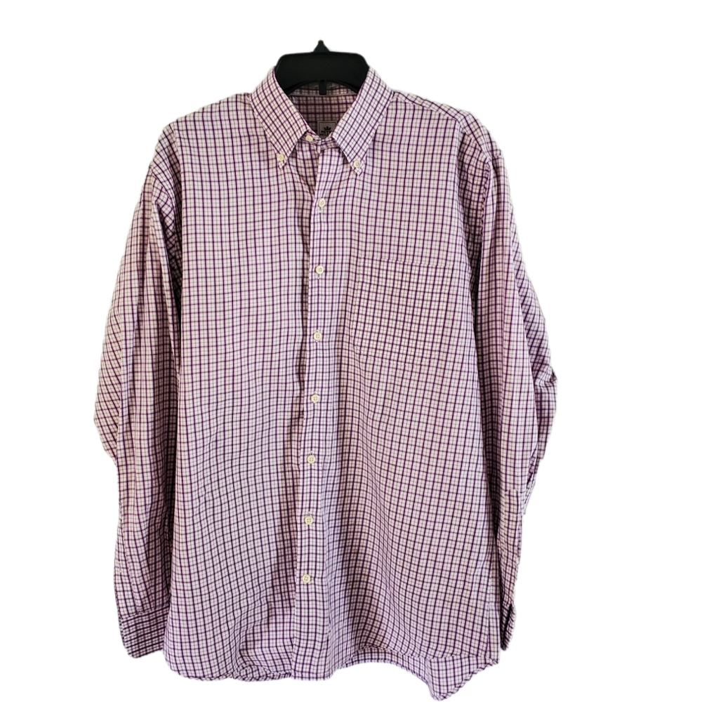 Peter Milar Mens Size Large Plaid Cotton Casual Long Sleeve Button-Down Shirt